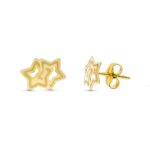 18K PENDIENTES ORO AMARILLO ESTRELLAS LASER, 9X7 MM CIERRE PRESION