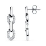 18K PENDIENTES ORO BLANCO CIRCONITA 26X6 MM CIERRE PRESION