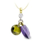18K COLGANTE BICOLOR AMATISTA Y OLIVINA