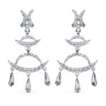 18K PENDIENTES ORO BLANCO CIRCONITA 48X23 MM CIERRE PRESION