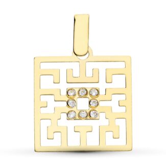 18K COLGANTE ORO AMARILLO LASER Y CIRCONITAS