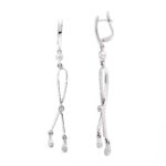 18K PENDIENTES LARGOS ORO BLANCO CON CIRCONITA 60X7 MM CIERRE CATALAN