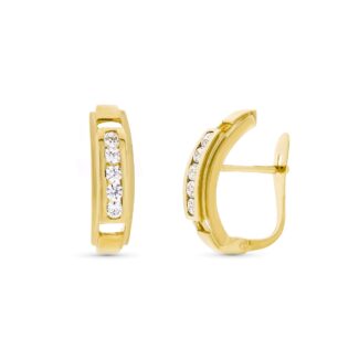 18K PENDIENTES ORO AMARILLO CIRCONITA 16X4 MM CIERRE CATALAN