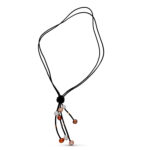 18K COLLAR CUERO 8 PERLA Y DIAMANTE TALLA BRILLANTE