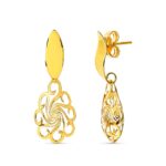 18K PENDIENTES ORO AMARILLO FLOR OVAL CIERRE PRESION