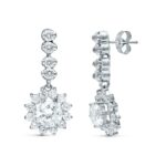 18K PENDIENTES DOS CUERPOS CUAJO ORO BLANCO 28X12 MM PRESION