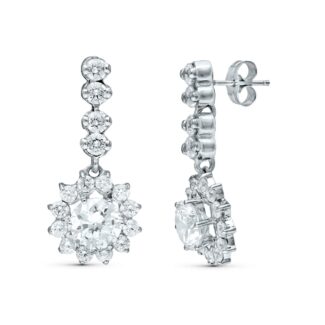 18K PENDIENTES DOS CUERPOS CUAJO ORO BLANCO 28X12 MM PRESION