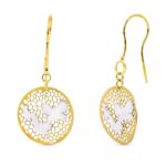 18K PENDIENTES ORO BICOLOR LARGOS MARIPOSAS, 43X18 MM CIERRE GANCHO