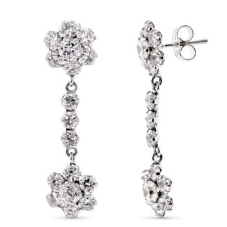 18K PENDIENTES ORO BLANCO DOS CUAJOS CON CIRCONITA CIERRE PRESION