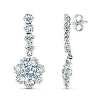 18K PENDIENTES ORO BLANCO DOS CUERPOS CON CIRCONITA 20X12 MM, CIERRE PRESION