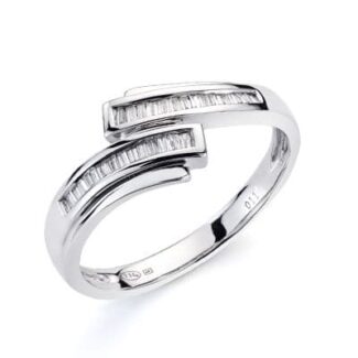 18K SORTIJA ORO BLANCO 30 DIAMANTES TALLA BAGUETTE 0,116 QTS, ANCHO: 7MM