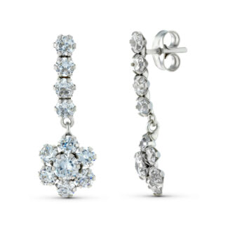 18K PENDIENTES ORO BLANCO DOS CUERPOS CON CIRCONITA 25X9 MM, CIERRE PRESION