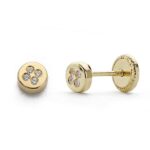 18K PENDIENTES ORO AMARILLO CIRCONITA 4 MM CIERRE TUERCA