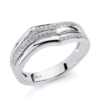 18K SORTIJA ORO BLANCO 38 DIAMANTES TALLA BRILLANTE 0,130 QTS, ANCHO: 7MM