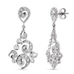 18K PENDIENTES ORO BLANCO LARGOS FILIGRANA CIERRE PRESION