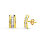 18K PENDIENTES ORO BICOLOR PRESION