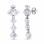 18K PENDIENTES ORO BLANCO LARGOS NOVIA 30X11 MM CIERRE PRESION