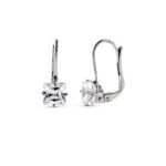 18K PENDIENTES ORO BLANCO PIEDRA 6X6 MM 17X6 MM CIERRE CATALAN