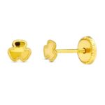 18K PENDIENTES ORO AMARILLO TREBOL, 3,5 MM CIERRE TUERCA