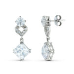 18K PENDIENTES ORO BLANCO DOS CUERPOS CON CIRCONITA 26X11 MM, CIERRE PRESION