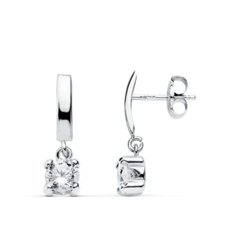 18K PENDIENTES ORO BLANCO GARRAS 15X4 MM CIERRE PRESION