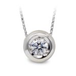 18K COLGANTE ORO BLANCO CHATON 5 MM CADENA 45CM