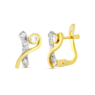 18K PENDIENTES ORO BICOLOR CIRCONITA 10X6 MM, CIERRE CATALAN