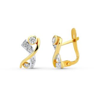 18K PENDIENTES ORO BICOLOR CIRCONITA 10X5 MM CIERRE CATALAN