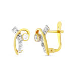 18K PENDIENTES ORO BICOLOR CIRCONITA 11X7 MM, CIERRE CATALAN