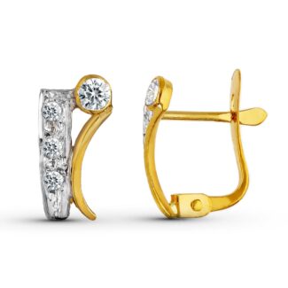 18K PENDIENTES ORO BICOLOR CIRCONITA 11X5 MM CIERRE CATALAN