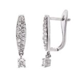 18K PENDIENTES LARGOS ORO BLANCO CON CIRCONITA 20X4 MM CIERRE CATALAN