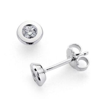 18K PENDIENTES ORO BLANCO DIAMANTES NATURALES SI-H TALLA BRILLANTE 0,200 QTS, MEDIDA: 5MM CIERRE PRESION