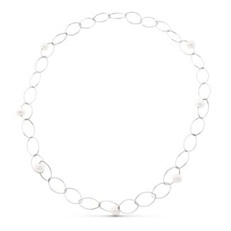 18K GARGANTILLA ORO BLANCO 7 PERLA CULTIVADAS 86 CM