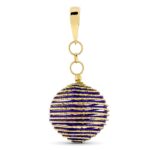 18K COLGANTE ORO AMARILLO BOLA HILOS MORADOS