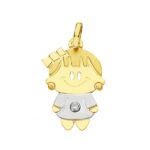 9K COLGANTE ORO BICOLOR NIÑO NIÑA 22X14 MM