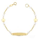 18K PULSERA ESCLAVA PERLAS ORO AMARILLO 3,5 MM 14,5 CM