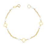18K PULSERA NIÑA PERLA ORO AMARILLO 3,5 MM 15,5 CM