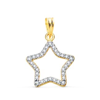 18K COLGANTE ORO BICOLOR ESTRELLA CON CIRCONITA 16X15 MM