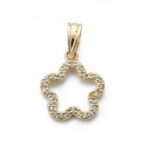 18K COLGANTE ORO AMARILLO FLOR CIRCONITA 14X12 MM