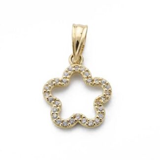 18K COLGANTE ORO AMARILLO FLOR CIRCONITA 14X12 MM