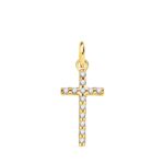 18K CRUZ ORO AMARILLO CIRCONITA 16X9 MM