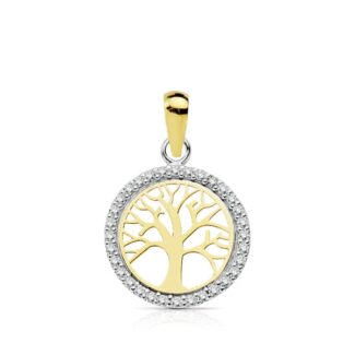 18K COLGANTE ORO BICOLOR ARBOL DE LA VIDA 13 MM