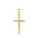 18K CRUZ ORO AMARILLO CON CRISTO TUBO HUECO 21 X 13 X 3 MM