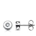 18K PENDIENTES ORO BLANCO DIAMANTES LABORATORIO TALLA BRILLANTE 0,100 QTS, VS2-G, MEDIDA: 6 MM, CIERRE PRESION