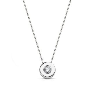 18K GARGANTILLA ORO BLANCO CHATON 6 MM DIAMANTE 0,065 QTS, H-SI CADENA 42CM