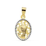 9K MEDALLA ORO AMARILLO VIRGEN NIÑA BICOLOR OVAL 16X12 MM