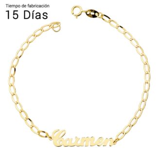 18K PULSERA ORO AMARILLO NOMBRE 17CM CADENA BILBAO