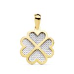 18K COLGANTE BICOLOR TREBOL, 16X16 MM