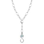 18K GARGANTILLA ORO BLANCO 44CM COLGANTE CON PIEDRA AZUL