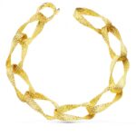 18K PULSERA ORO AMARILLO ESLABONES HUECOS ANCHO 11 MM LARGO 22 CM
